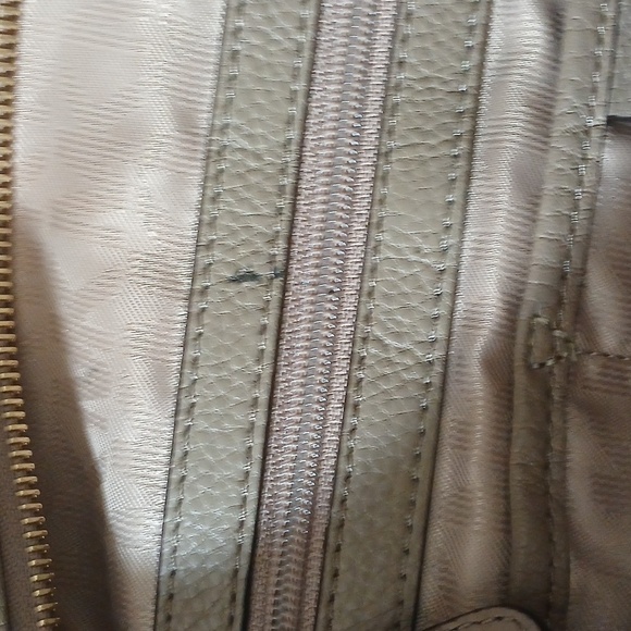 Michael Kors Shoulder Bag Taupe Pebbled Leather Purse - Picture 11 of 12